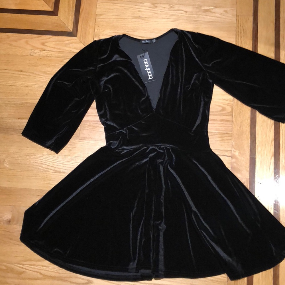 Velvet black fit n flare dress